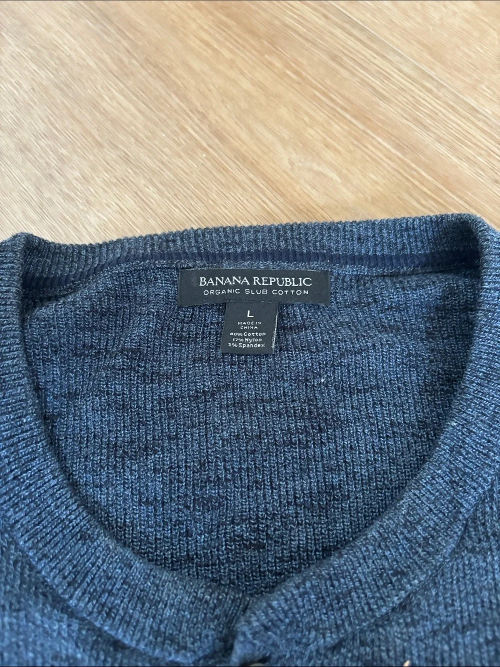 Banana Republic Heathered Dark Blue Henley Sweater